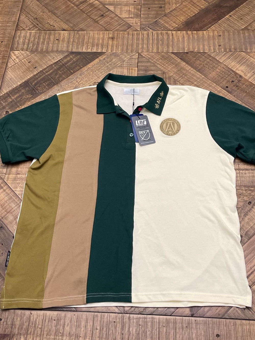Live Breathe Futbol Atlanta United FC Natural/Green '96 Mesh Polo